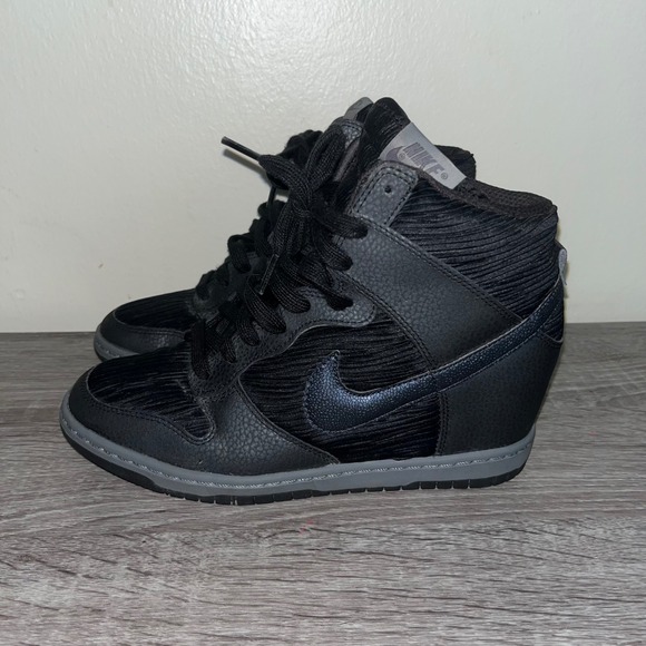 Nike Dunk Sky Hi Wedge Sneakers Black High Top Lace Up Women's Size 8.5 - Picture 3 of 7